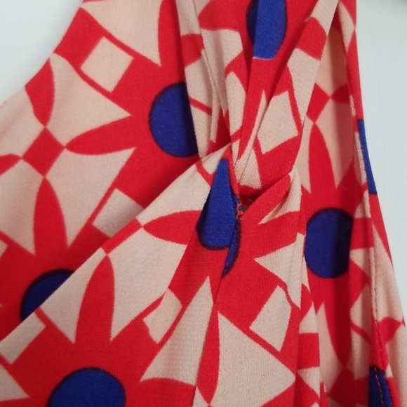 Red & Roy Blue Geometric Sleeves Dress - Picture 6 of 7